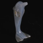 KG-001 Soooo Cute!! Handmade Handcarved Natural gem Chalcedony Carved Fish Whale Gemstone Statue Lovely!!